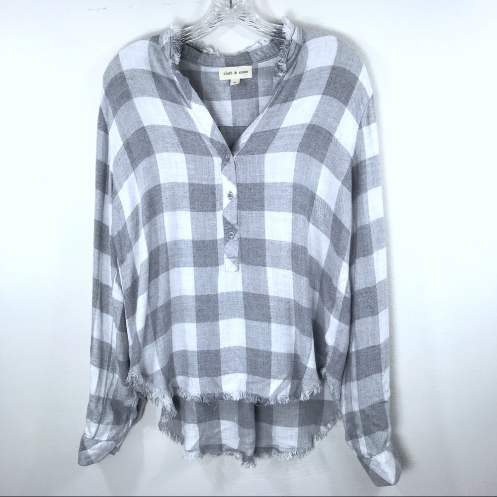 Anthropologie Gray Plaid Button Down Shirt